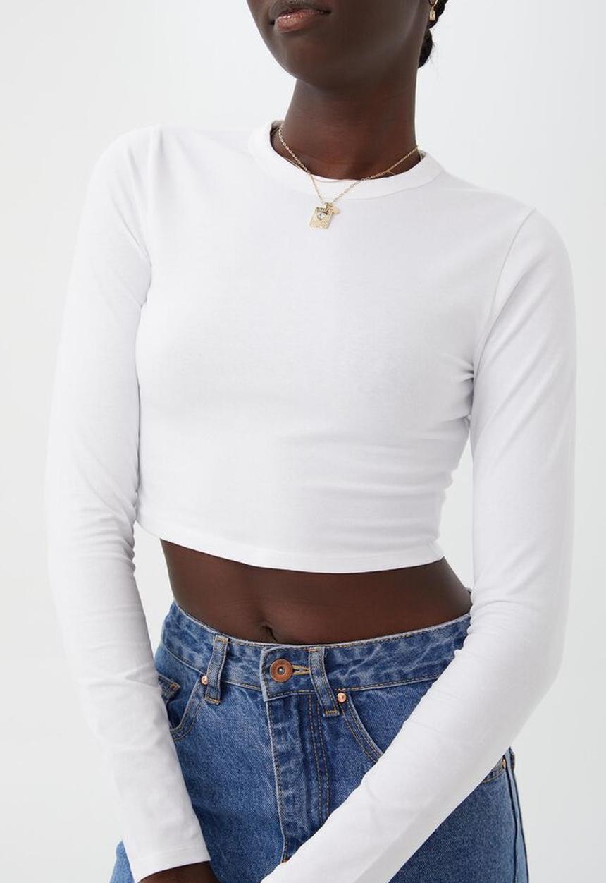 Cotton On - Micro baby long sleeve top - white