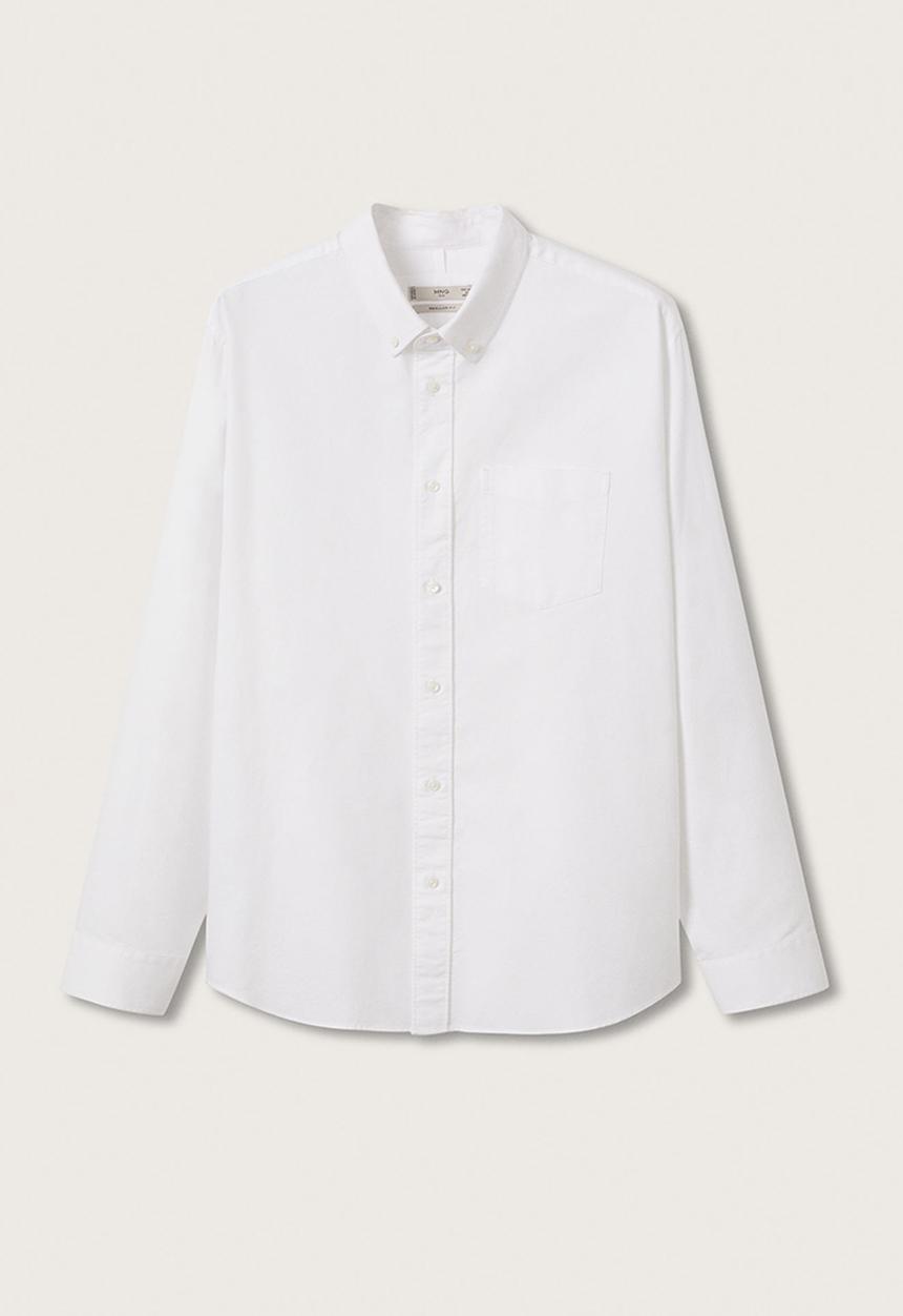 MANGO - Cotton oxford shirt  - white