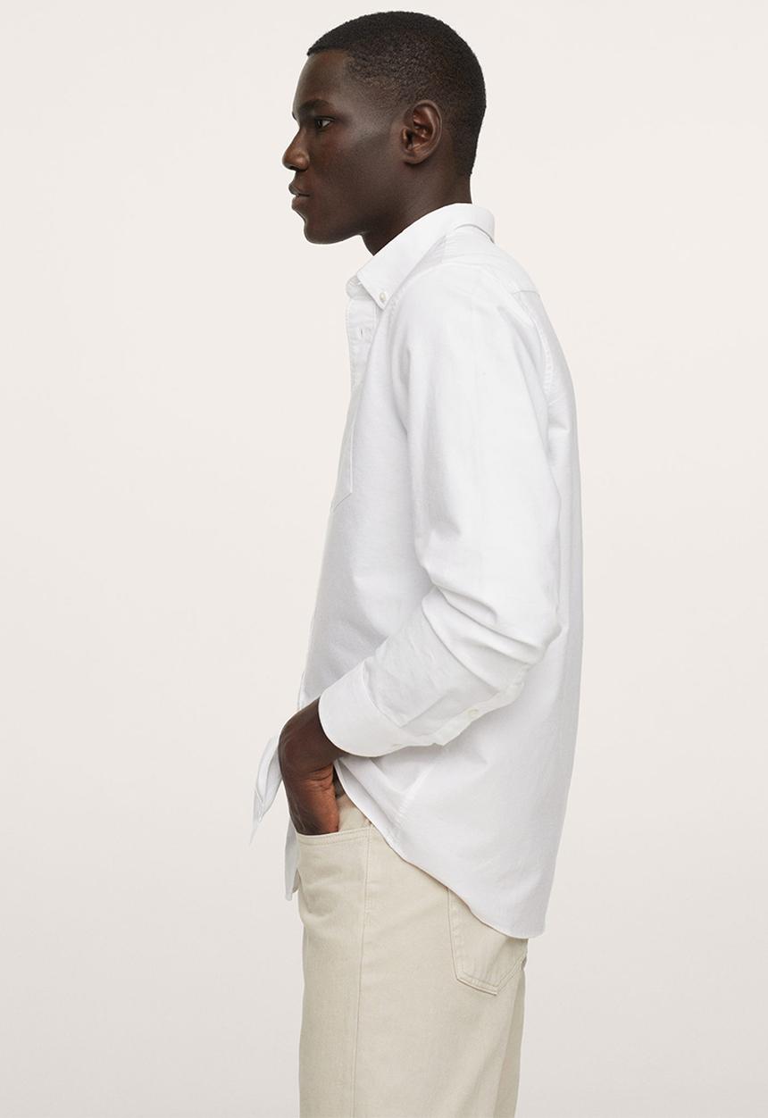 MANGO - Cotton oxford shirt  - white