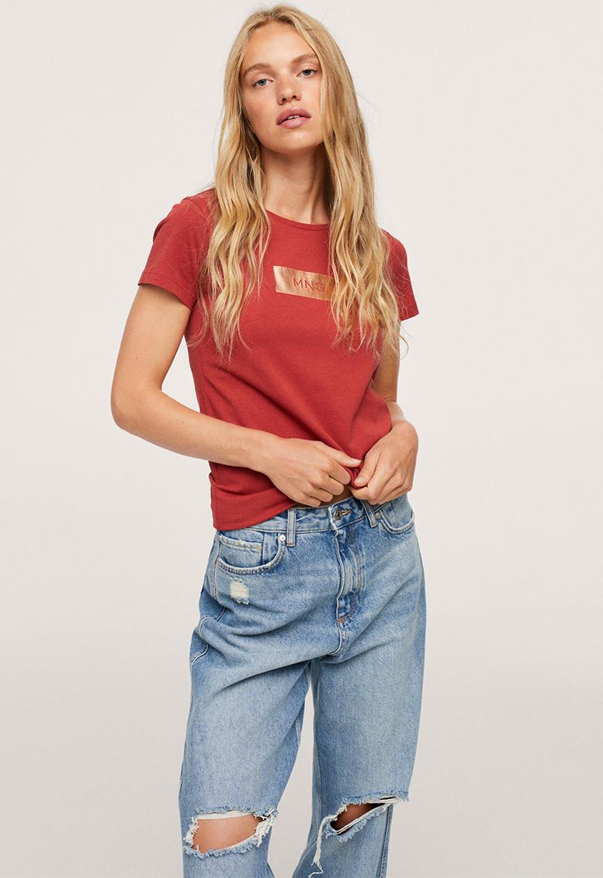 MANGO - T-shirt mnglog2-h - red