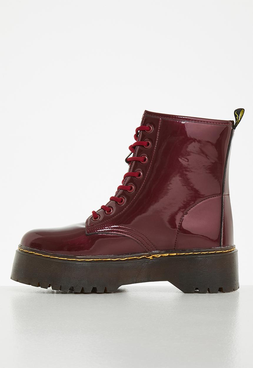 Jada - Flatform chunky lace-up boot - burgundy