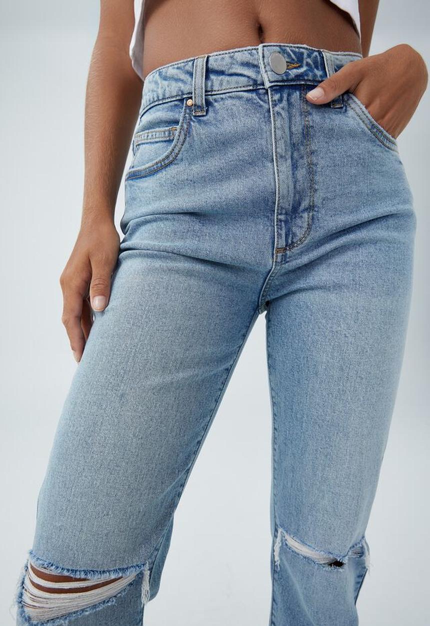 Cotton On - Stretch mom jean - byron blue rip