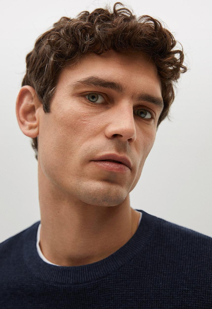 MANGO - Antigua  Structured cotton Knitwear  - navy
