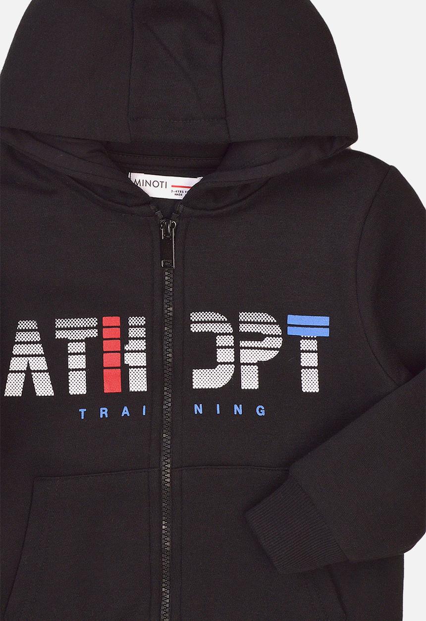 MINOTI - Teen boys black basic fleece zip thru - black 