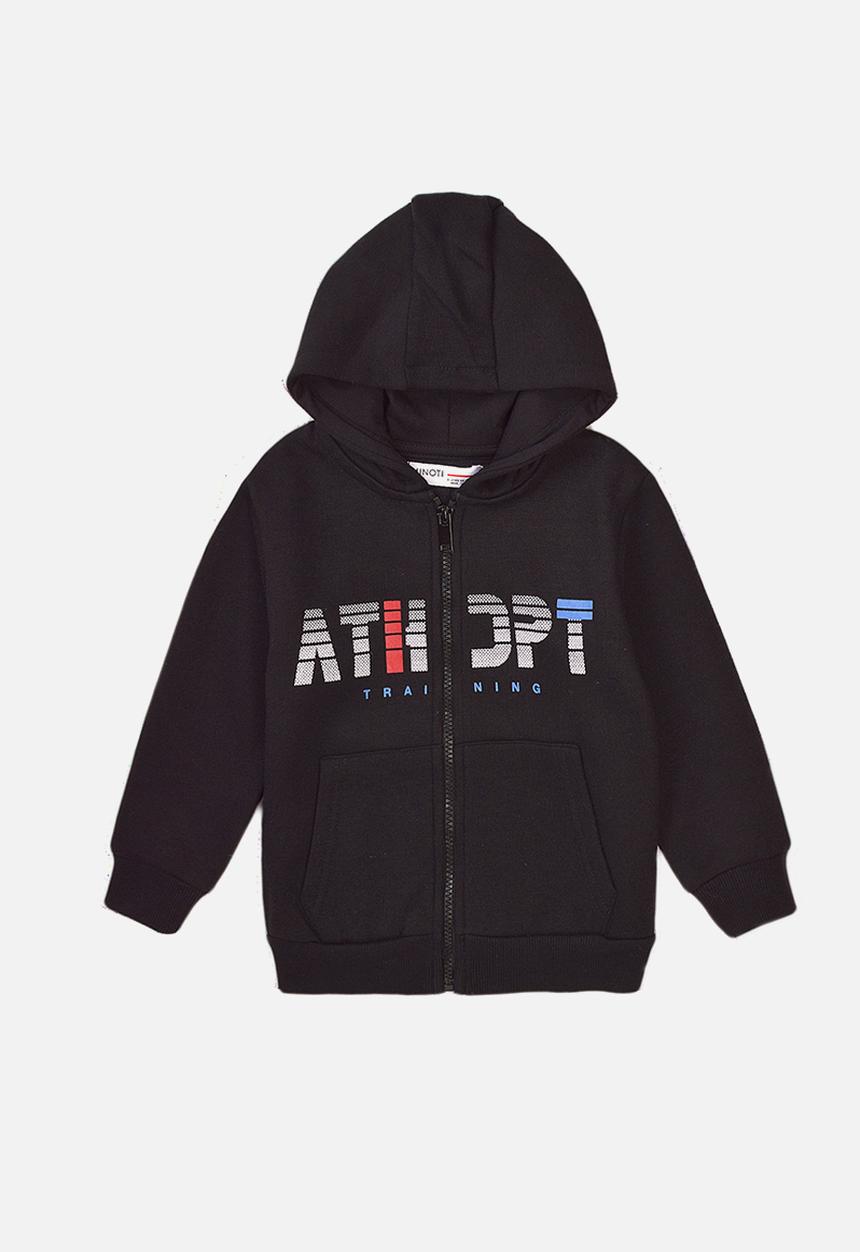 MINOTI - Teen boys black basic fleece zip thru - black 