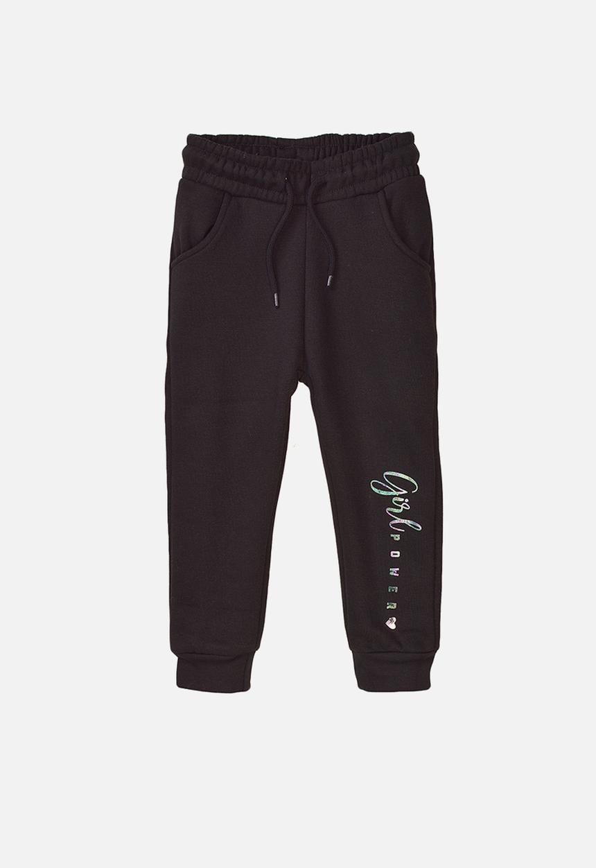 MINOTI - Black basic fleece jogpant - black