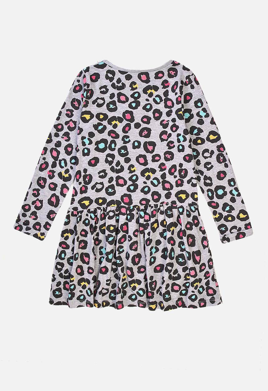 MINOTI - Grey leopard aop basic dress - multi 