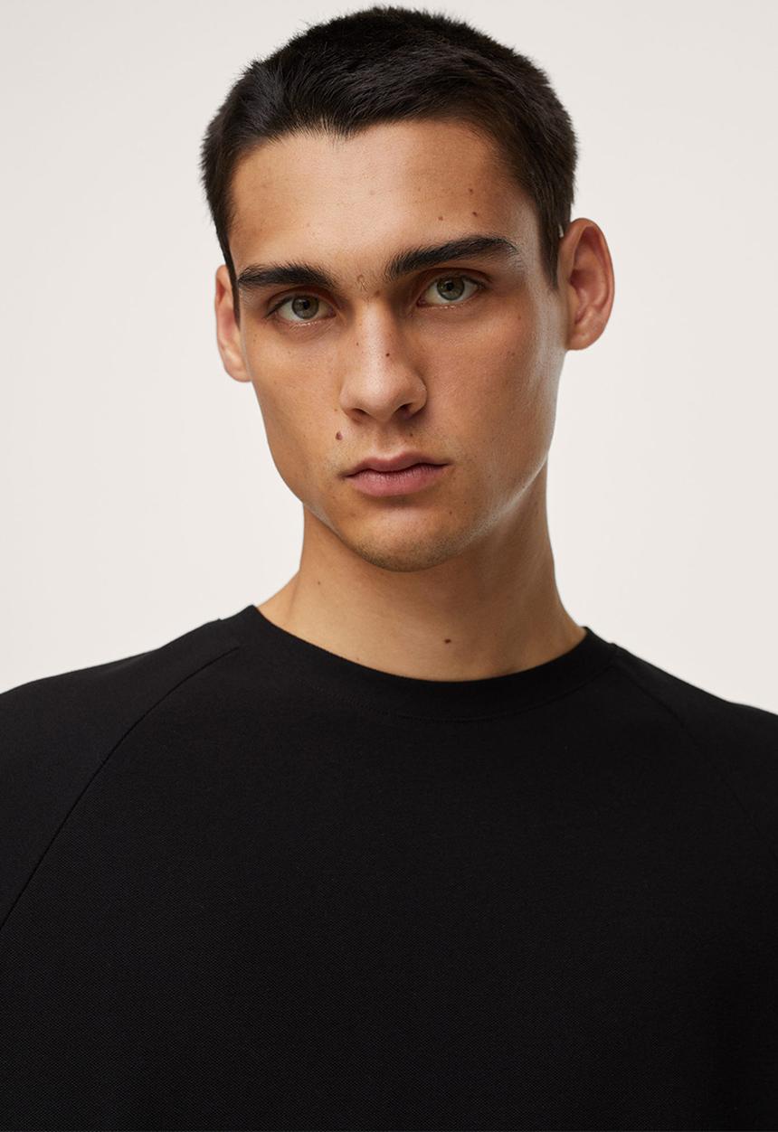 MANGO - Munt long sleeve piqué t-shirt - black