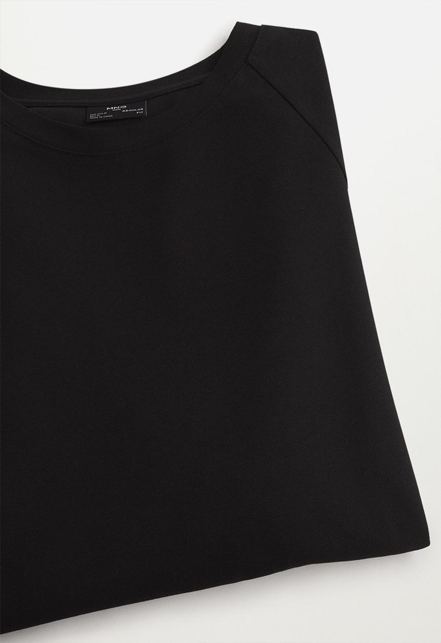 MANGO - Munt long sleeve piqué t-shirt - black