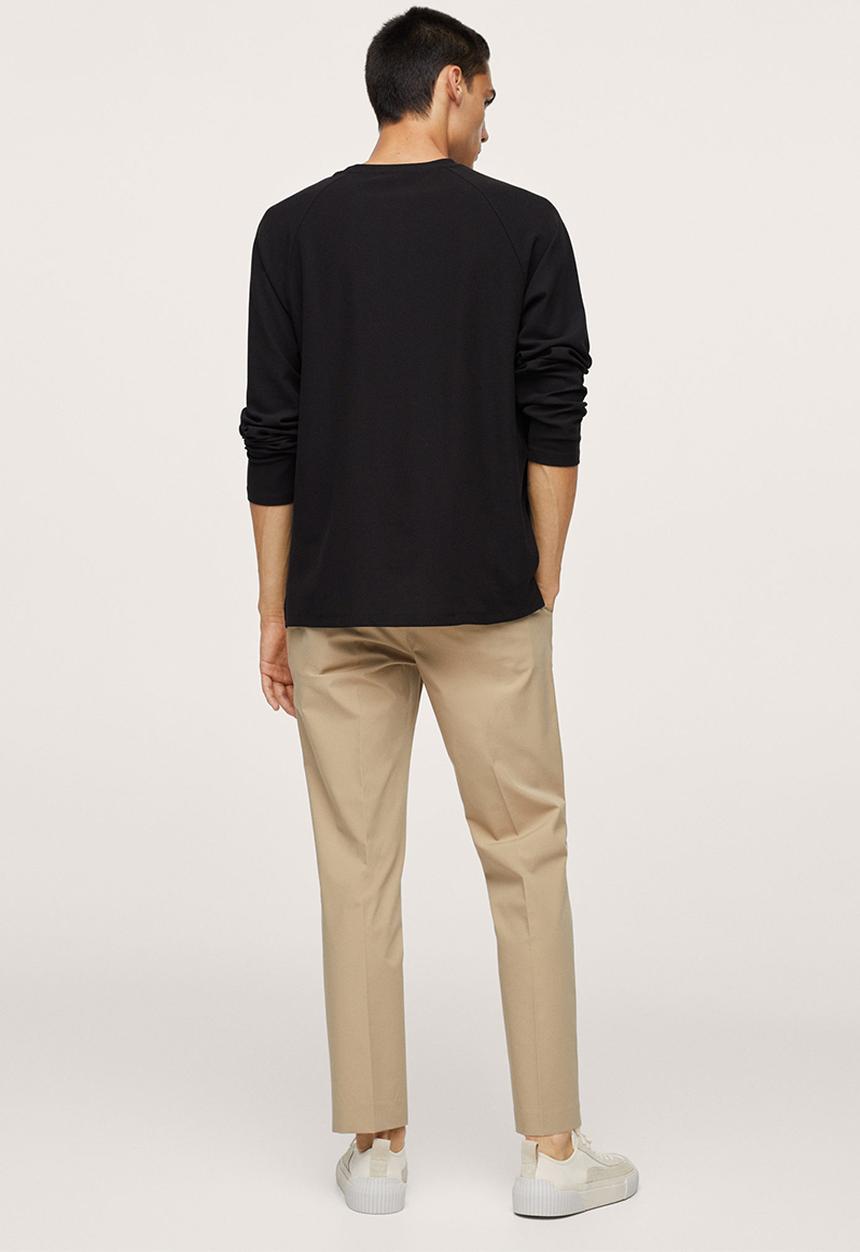 MANGO - Munt long sleeve piqué t-shirt - black