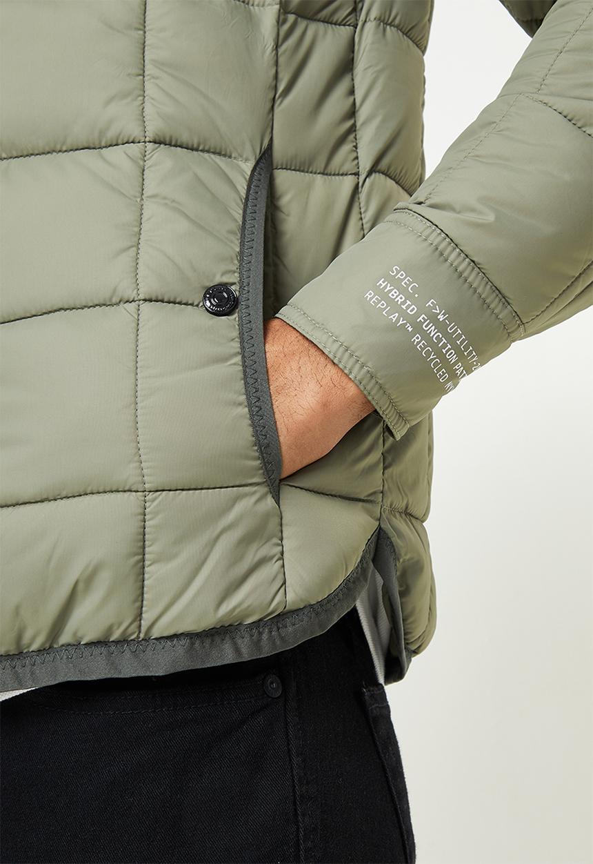 Replay - Utility puffer zip jacket - green