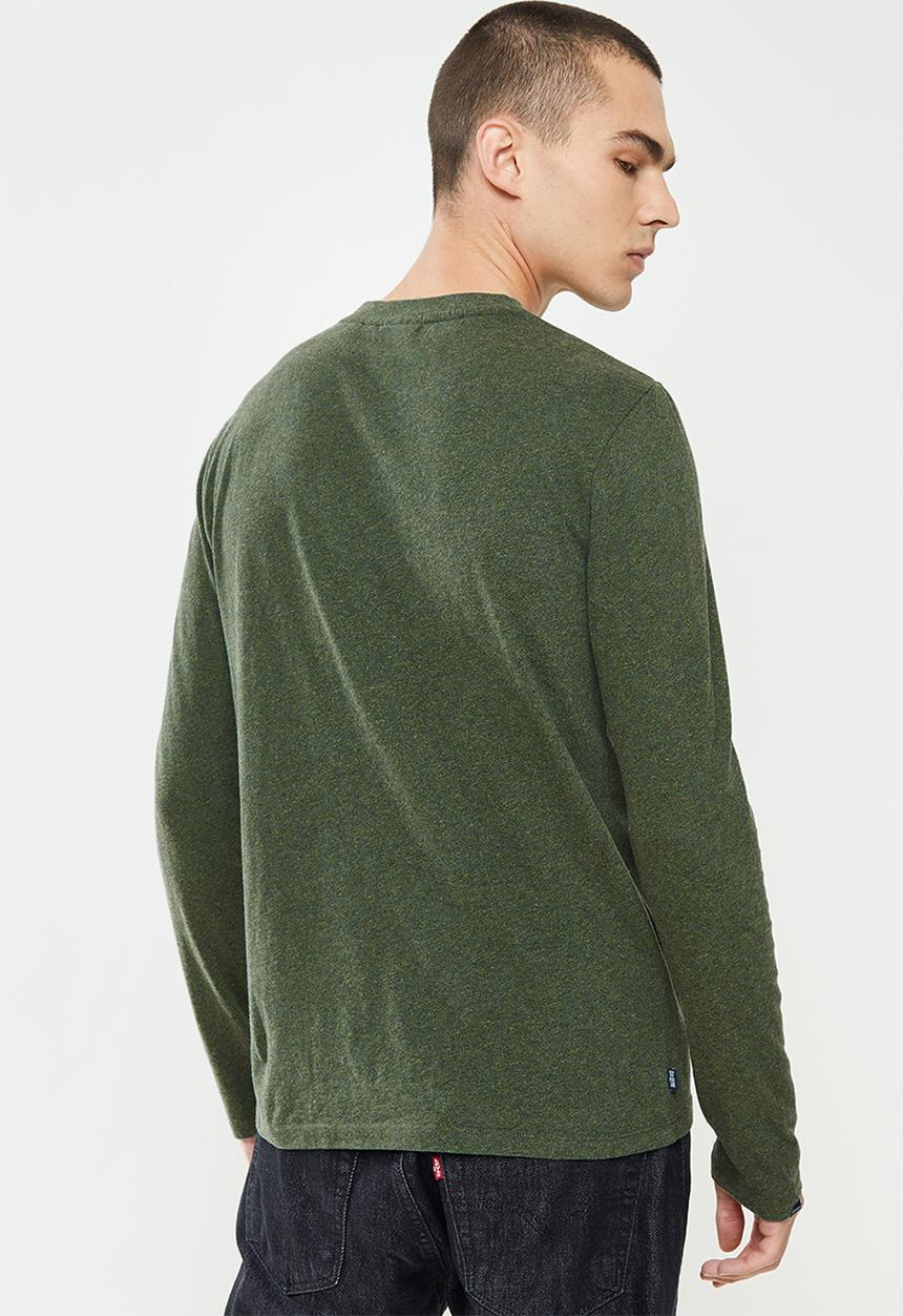 Superdry. - Vintage logo emb long sleeve top - khaki jaspe