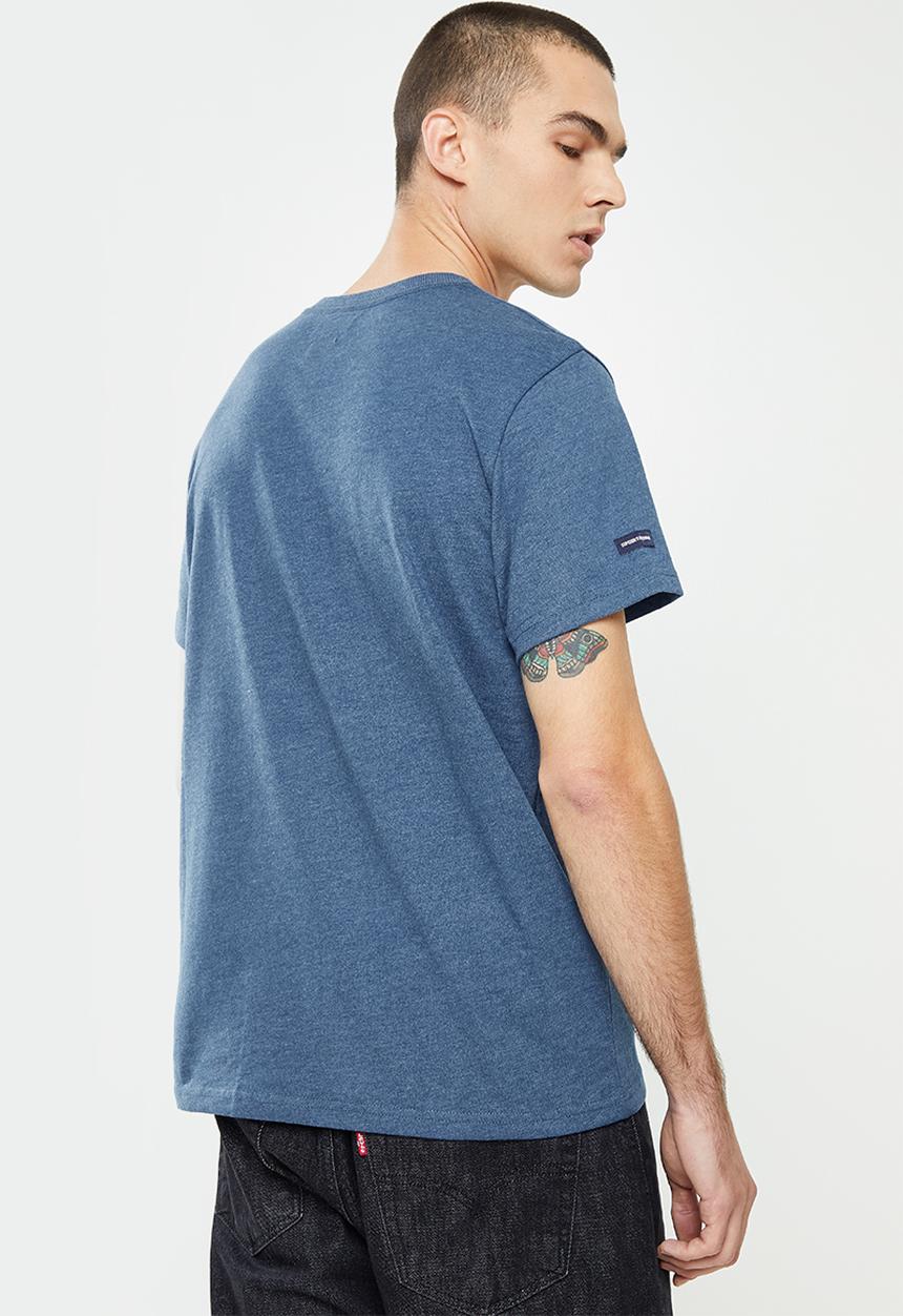 Superdry. - Script style col tee - rich blue marl