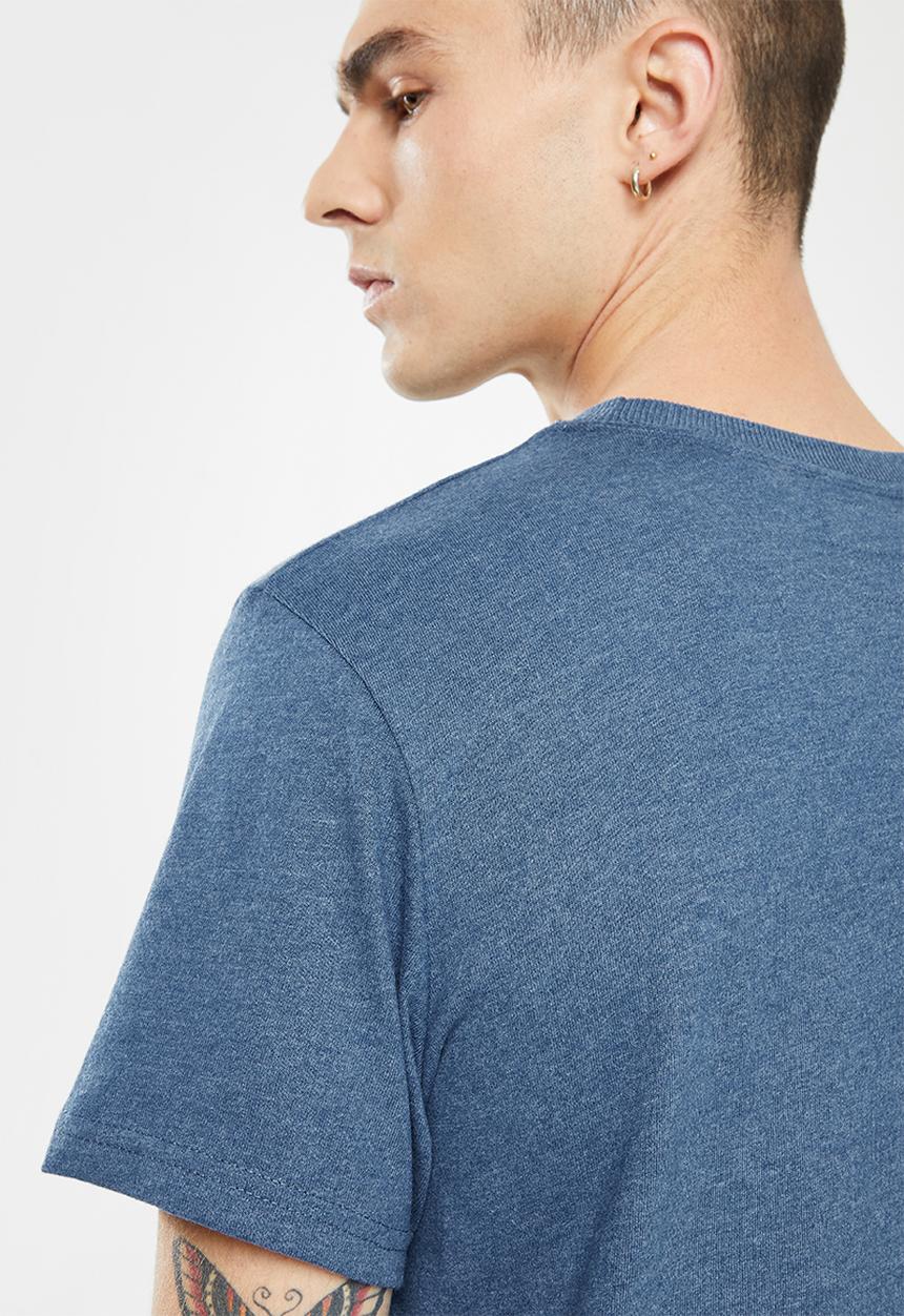 Superdry. - Script style col tee - rich blue marl