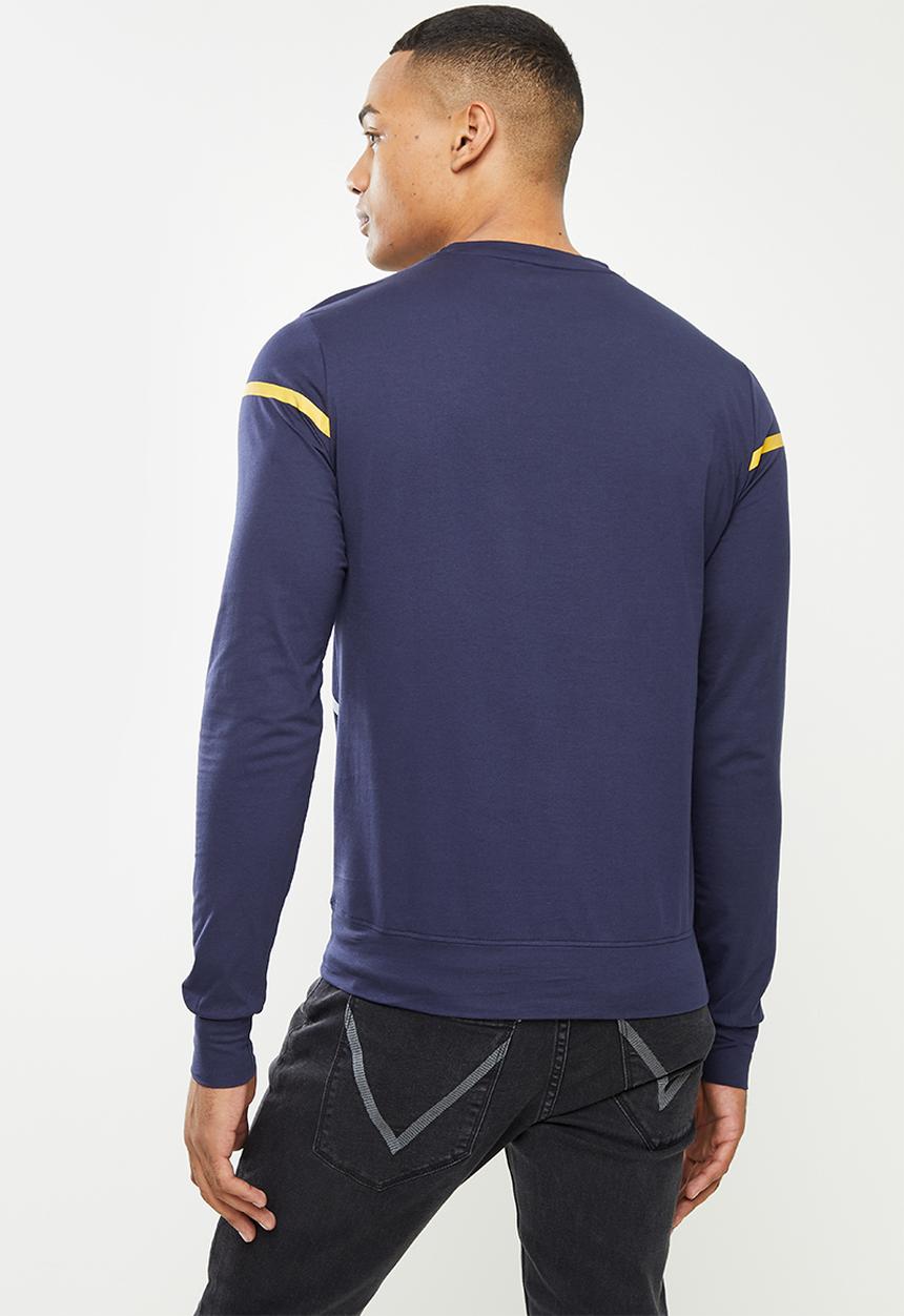 Valenta - Stretch long sleeve reverse v tee - navy