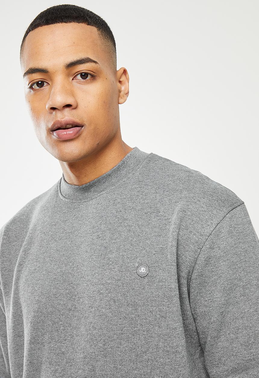 Jonathan D - Isaac brushed fleece crew neck sweatshirt- grey melange