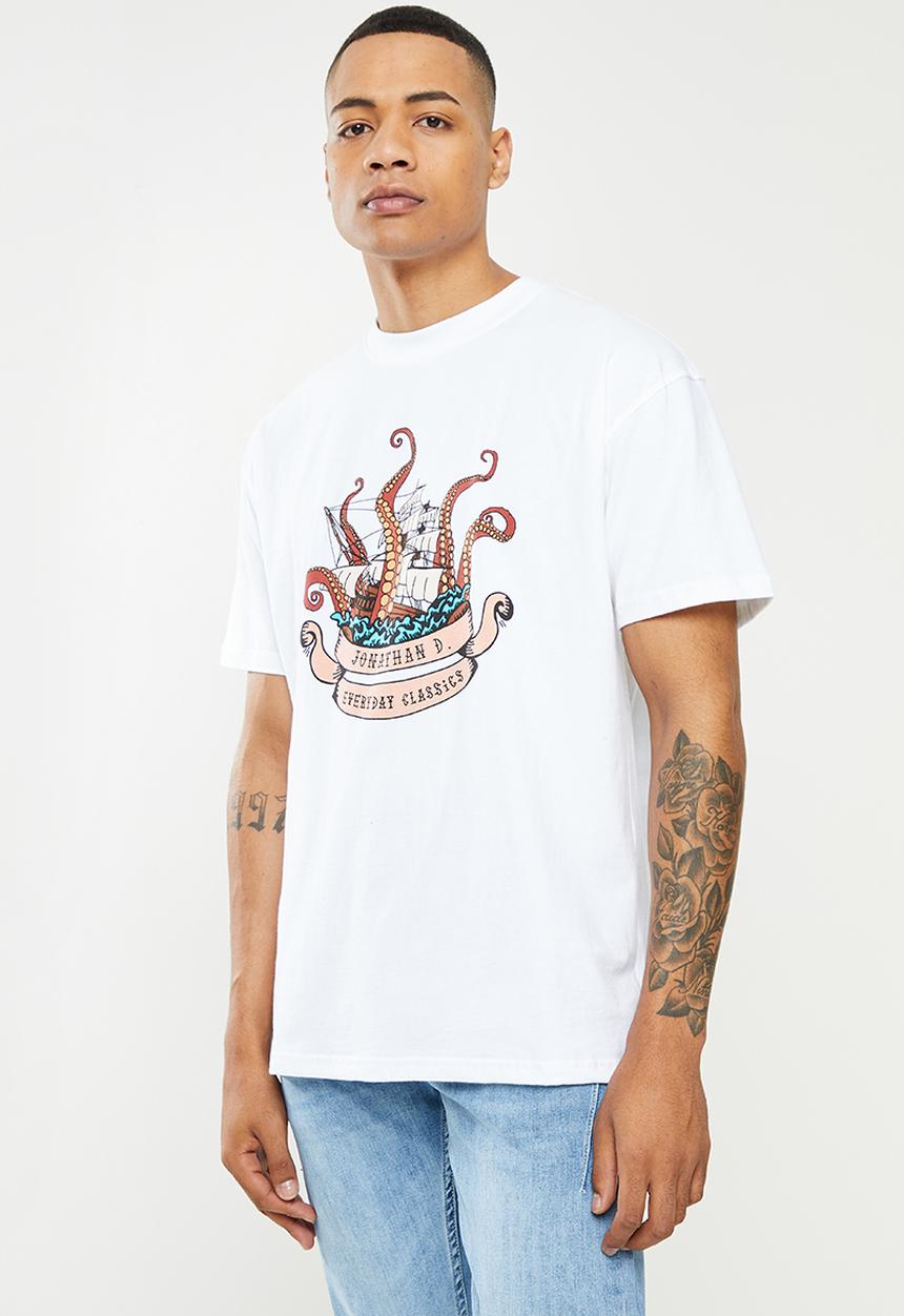 Jonathan D - Davey Oversized SS Printed Tee- White
