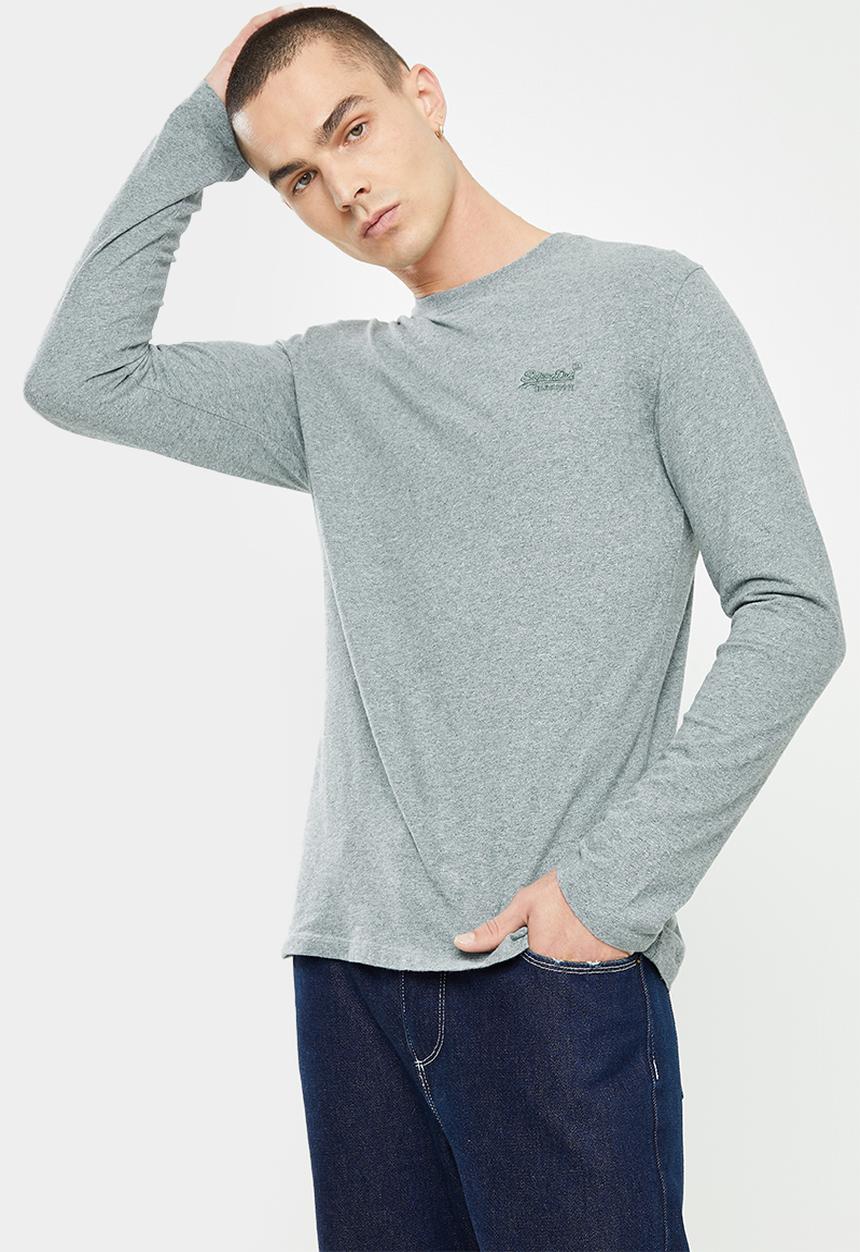 Superdry. - Vintage logo emb long sleeve top - light aqua jaspe