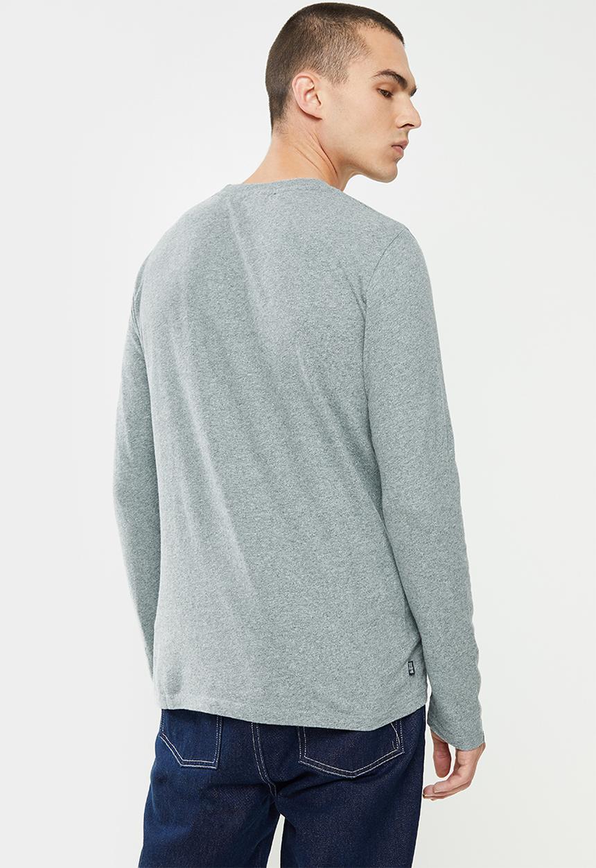 Superdry. - Vintage logo emb long sleeve top - light aqua jaspe