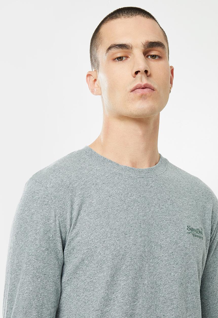 Superdry. - Vintage logo emb long sleeve top - light aqua jaspe