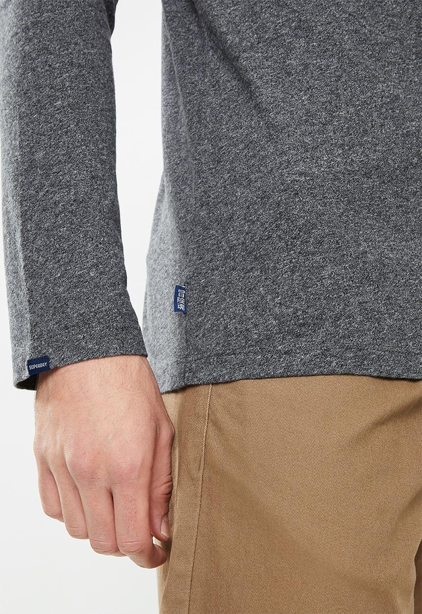 Superdry. - Vintage logo emb long sleeve top - grey black twist