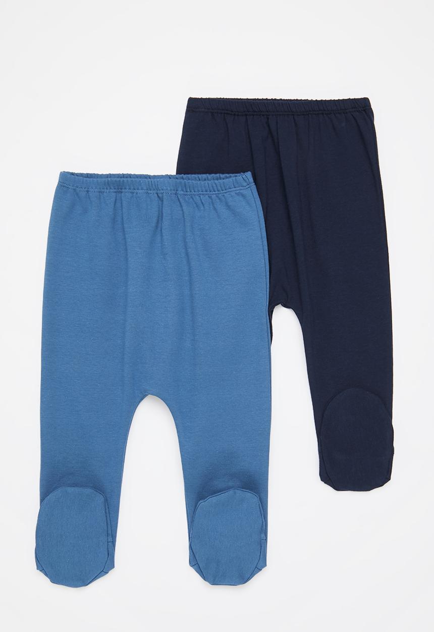 Pop Candy - Boys 2 pack footed leggings - blue & navy