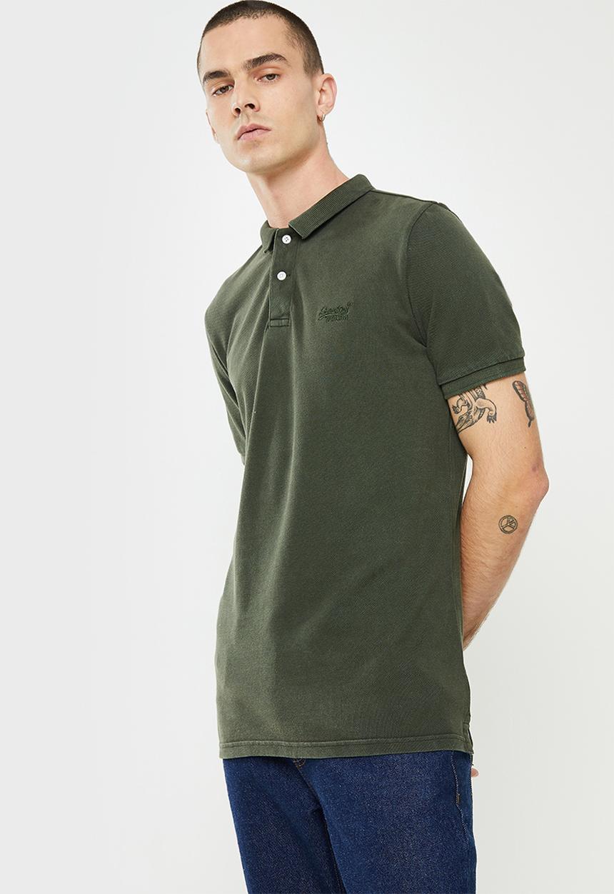 Superdry. - Short sleeve vint destroy polo - surplus goods olive