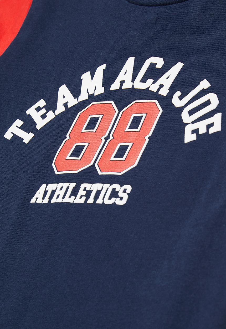 Aca Joe - Aca joe high square crew tee - navy/red