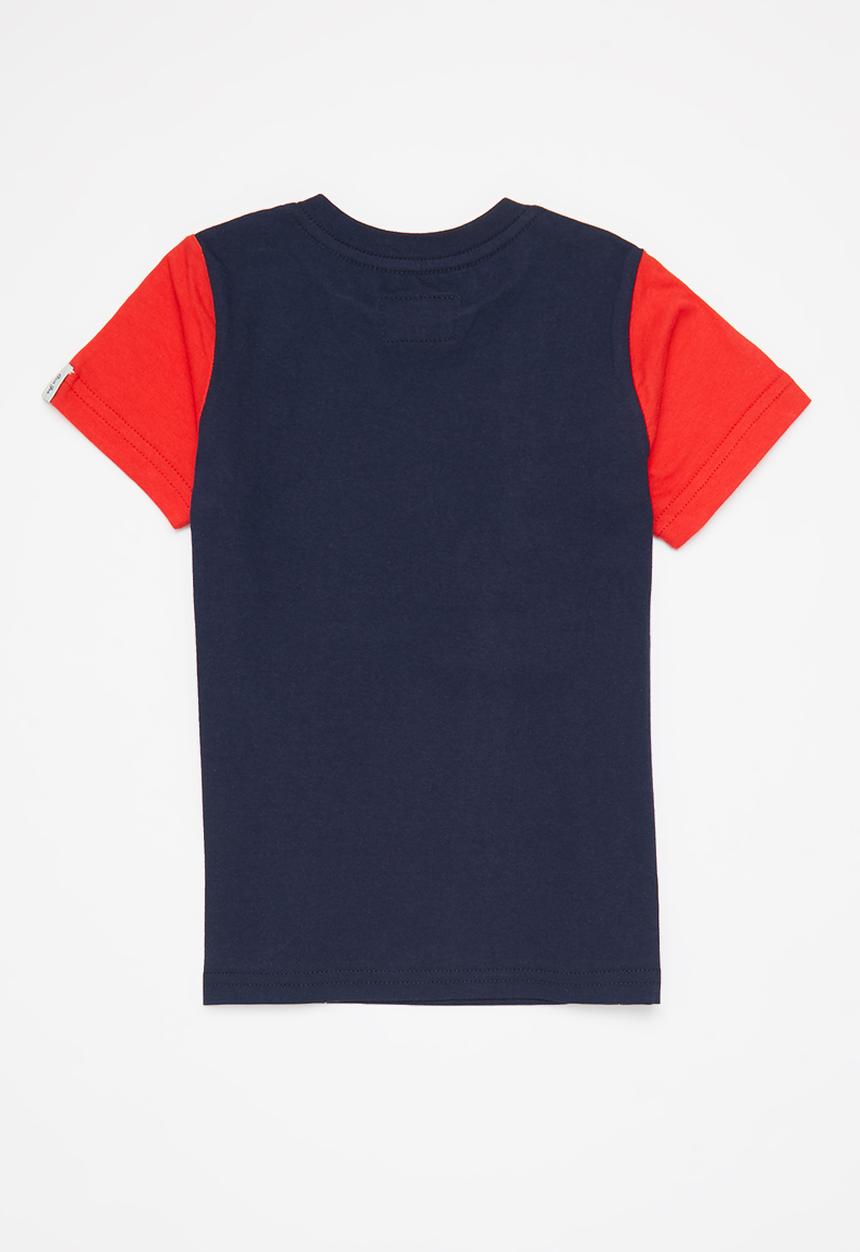 Aca Joe - Aca joe high square crew tee - navy/red