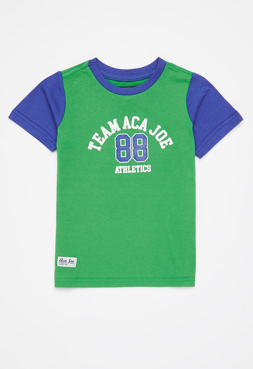 Aca Joe - Aca joe high square crew tee - green/blue