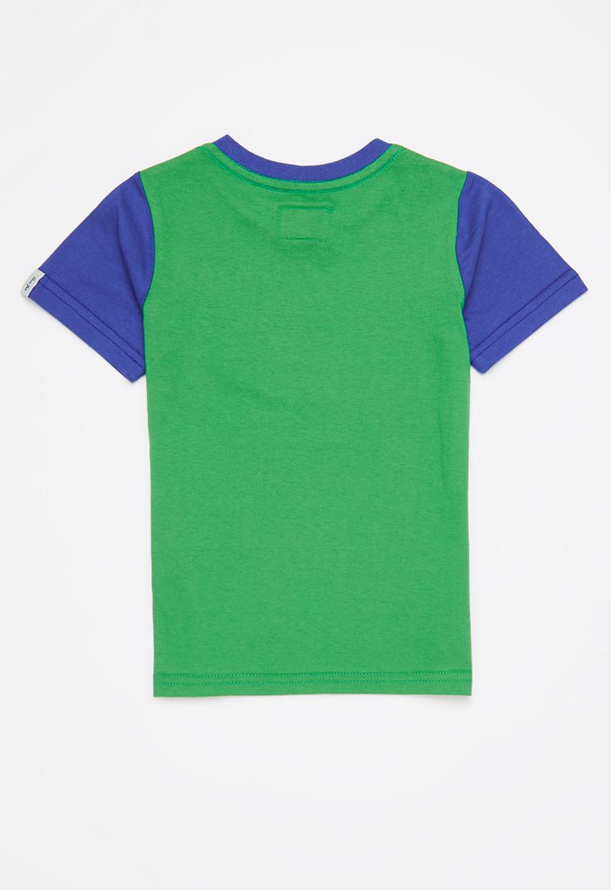 Aca Joe - Aca joe high square crew tee - green/blue