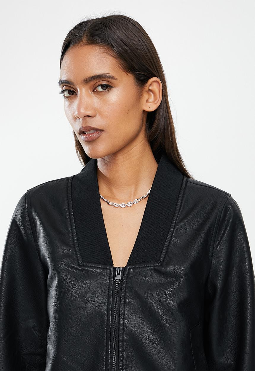 Noisy May - Really long sleeve pu jacket - black