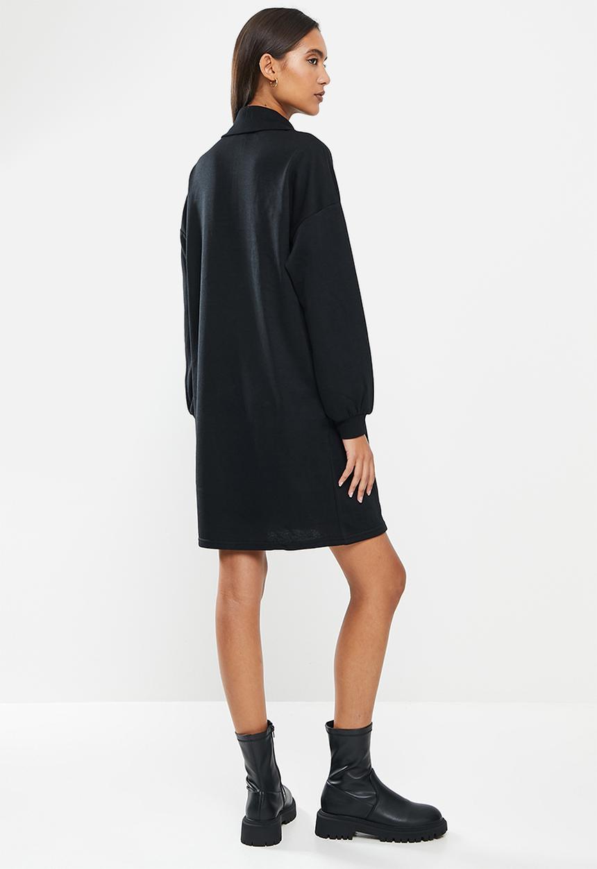 Noisy May - Kaylee long sleeve sweat dress - black