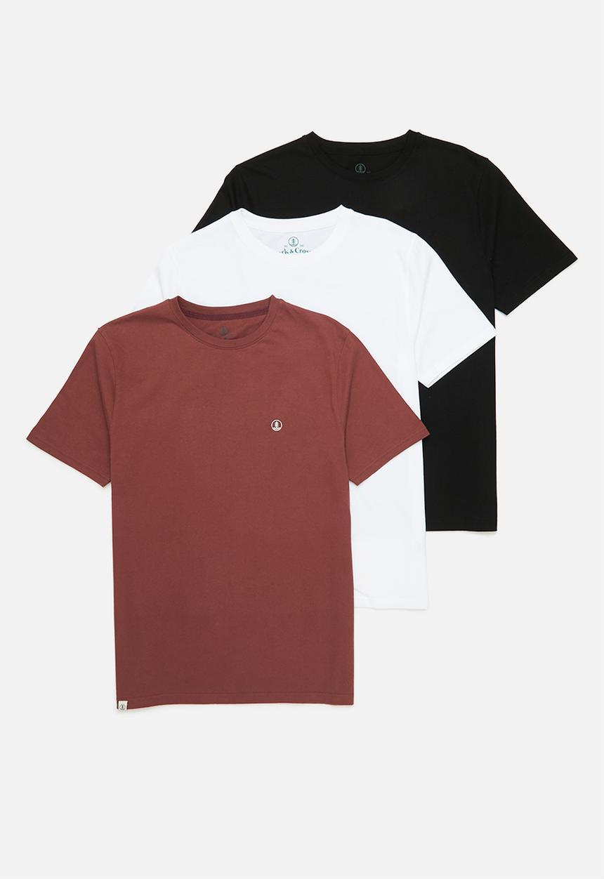 Lark & Crosse - 3-Pack organic crew neck tee chest embroidery - multi