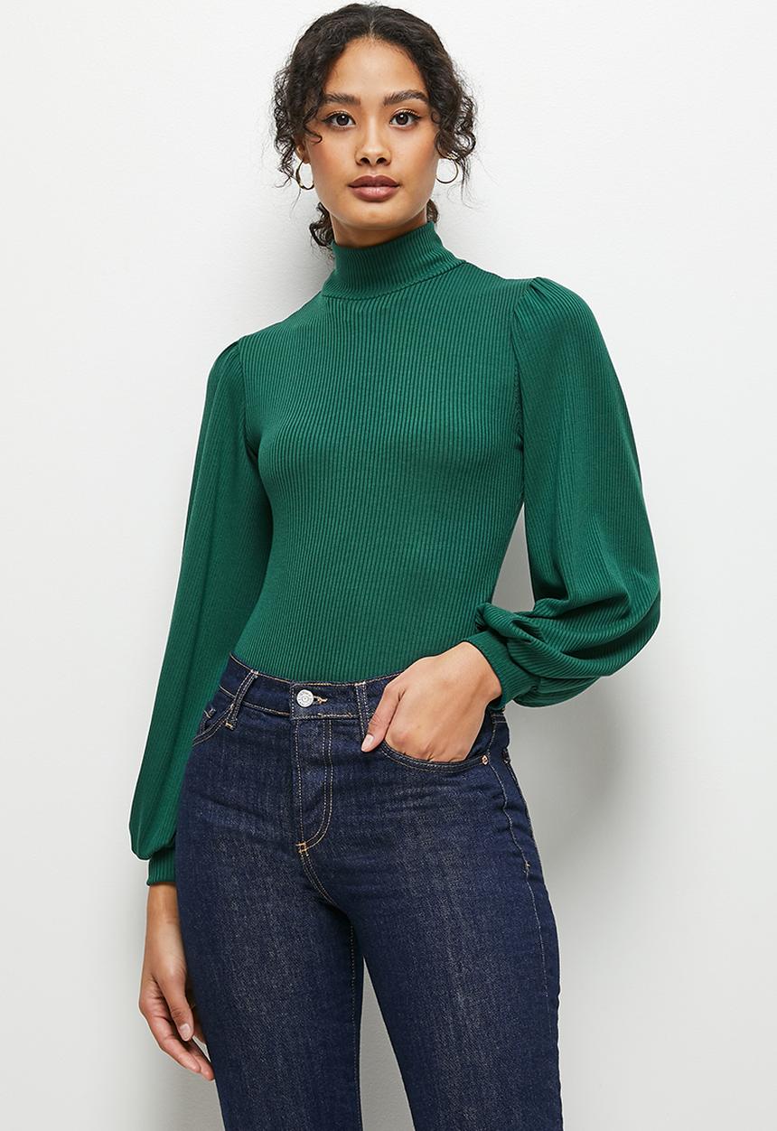 MILLA - Polo neck puff sleeve bodysuit - botanical garden