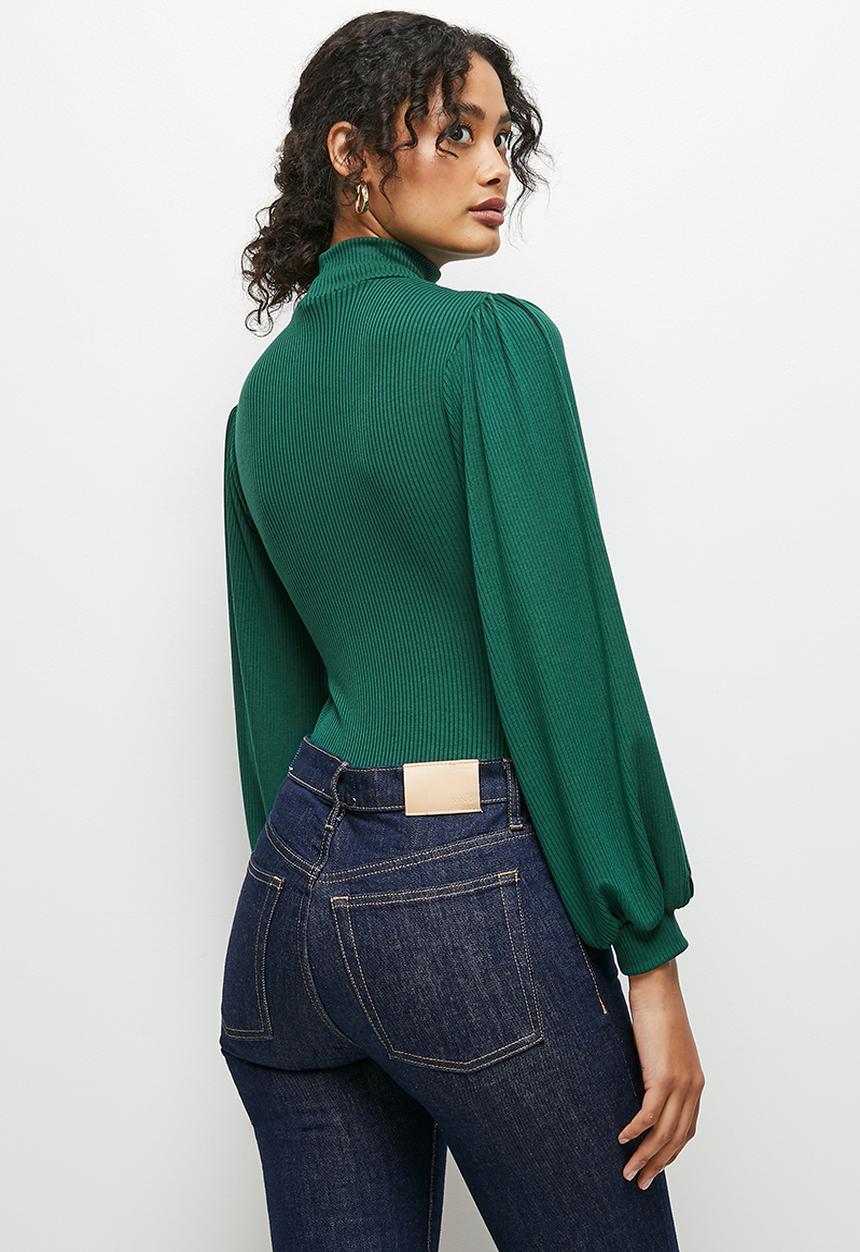MILLA - Polo neck puff sleeve bodysuit - botanical garden