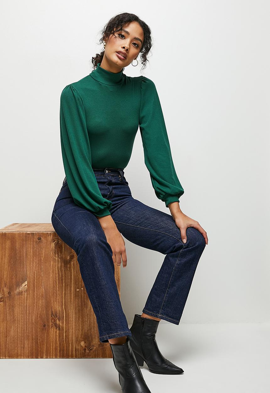 MILLA - Polo neck puff sleeve bodysuit - botanical garden