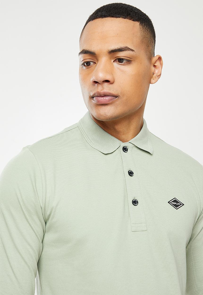 Replay - Replay stretch long sleeve polo - green