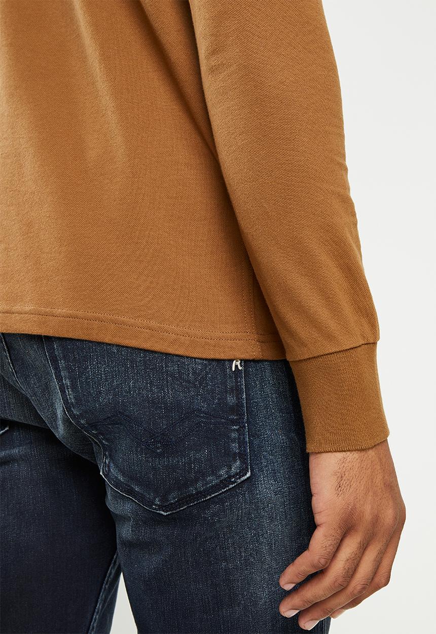 Replay - Replay stretch long sleeve polo - brown