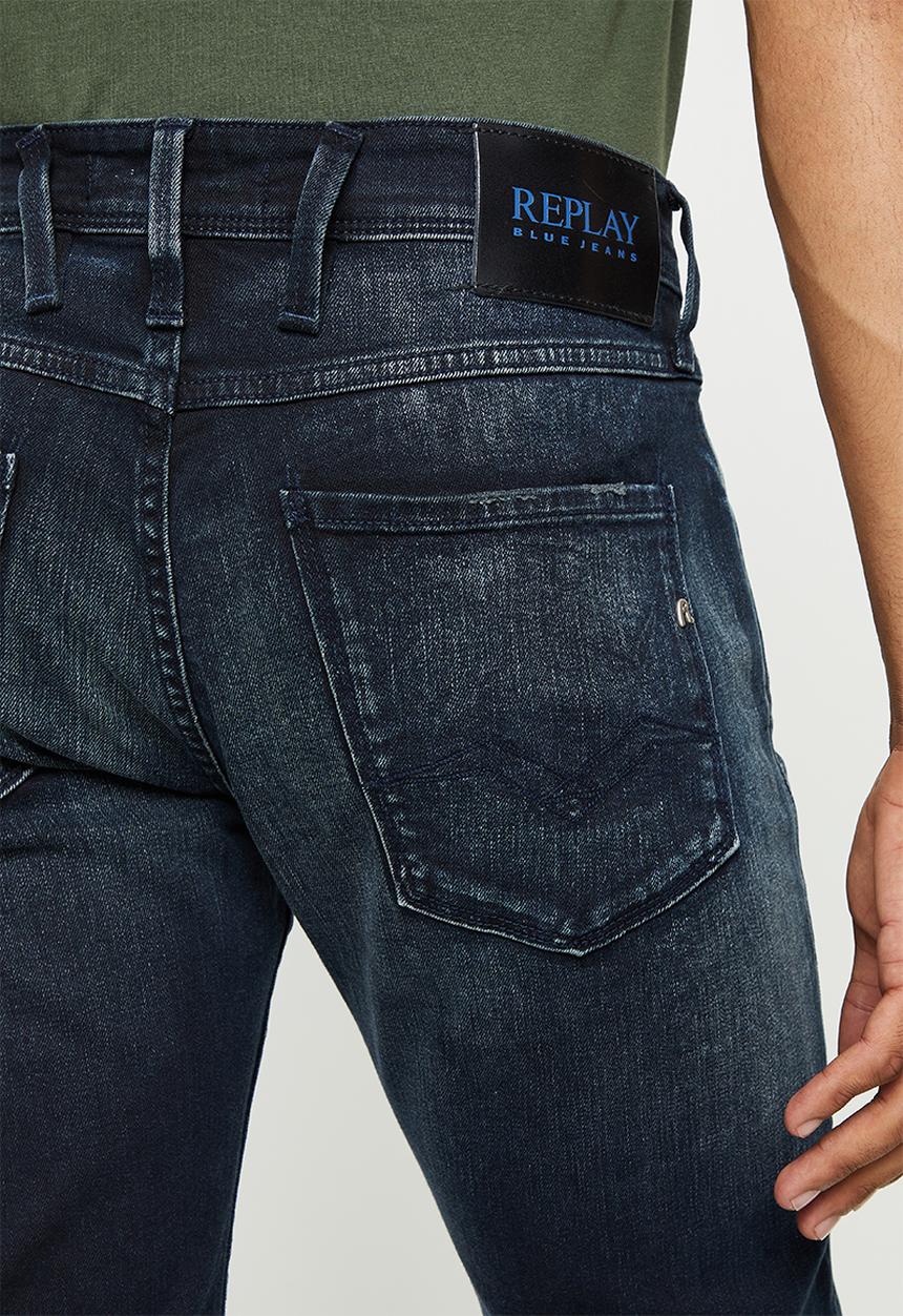 Replay - Stone washed slim fit jeans - black