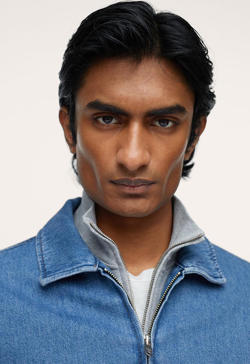 MANGO - Tunez Denim jacket with Zip - Open Blue