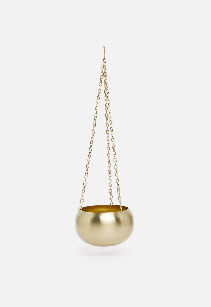 Sixth Floor - Bobo iron hanging planter - gold