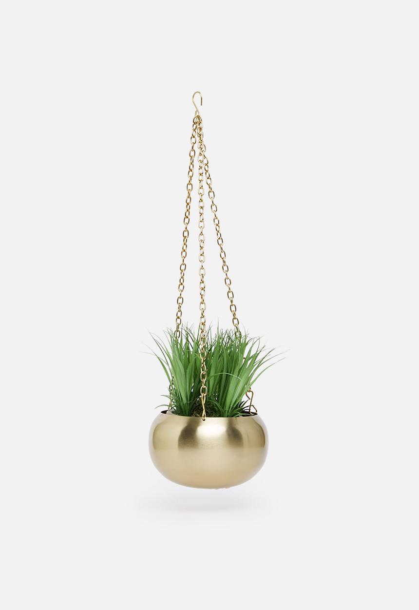 Sixth Floor - Bobo iron hanging planter - gold