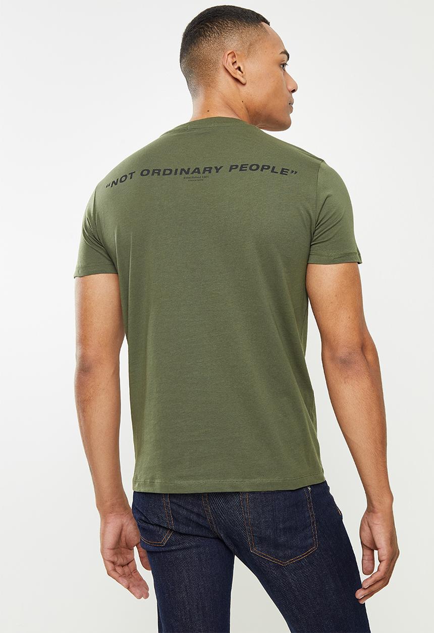 Replay - Replay back print slogan tee - olive