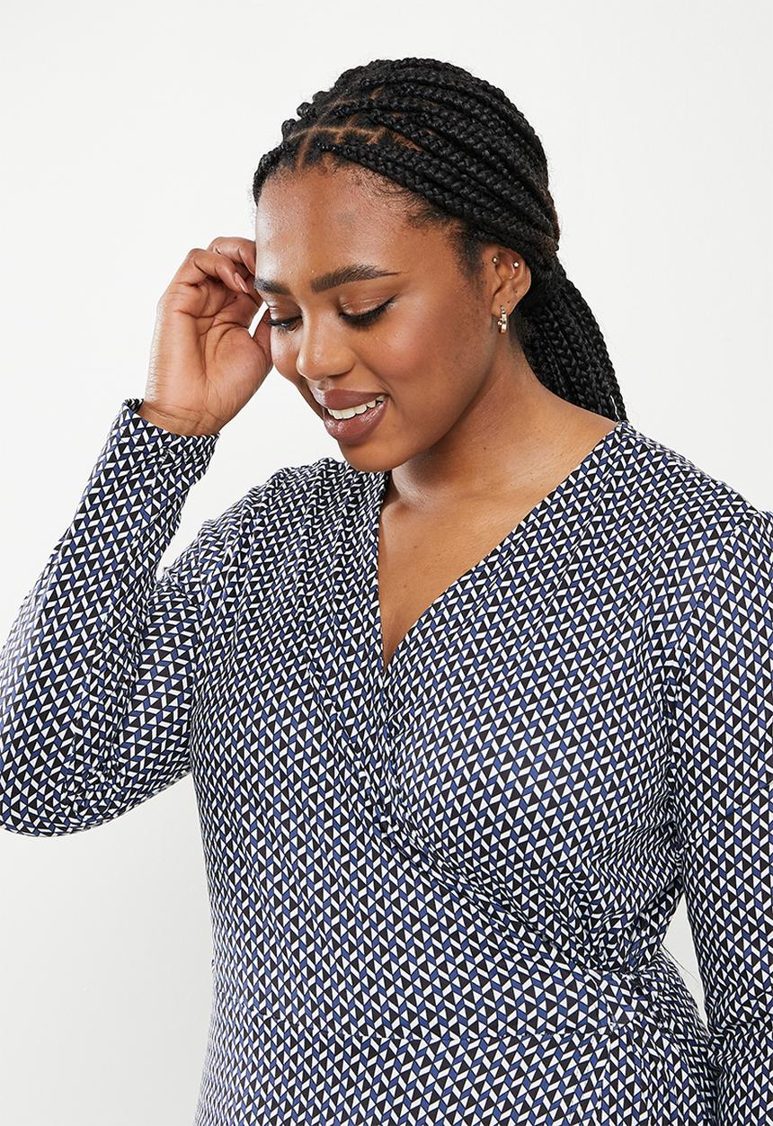 Me&B - Plus ruffle midi dress - multi 