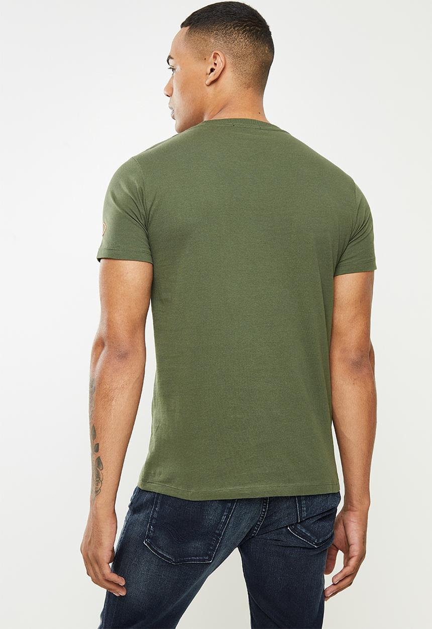 Replay - Above pocket print tee - olive