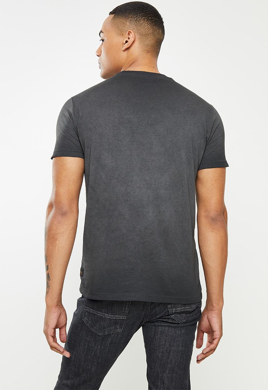 Replay - Pigment washed label tee - black