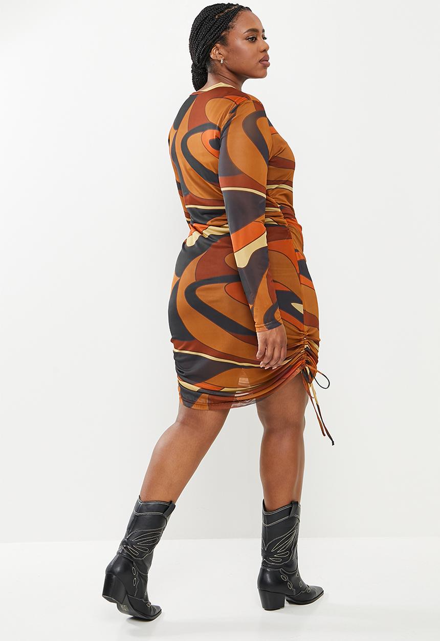 Me&B - Plus digital printed mesh dress - multi