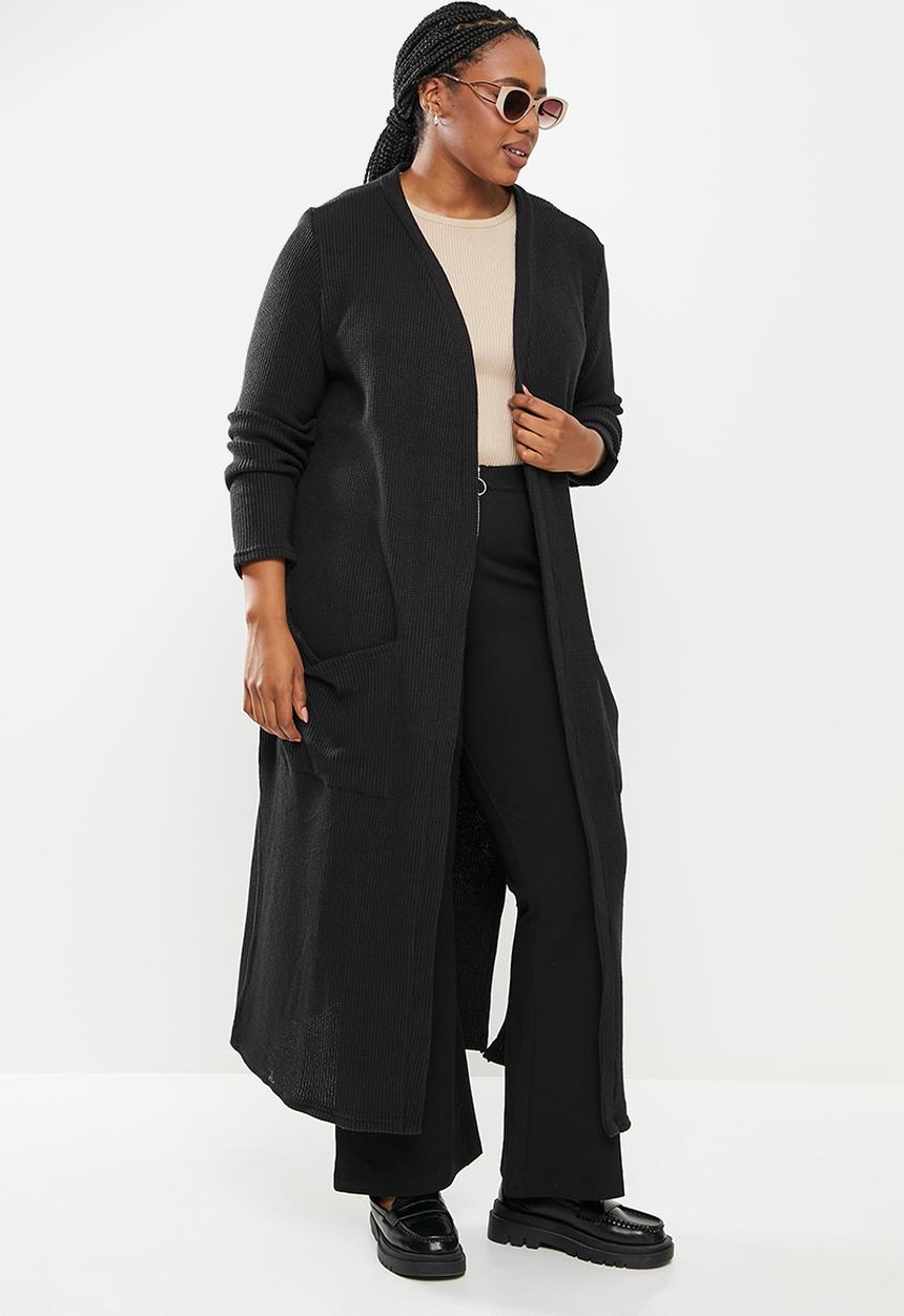 Me&B - Plus waffle cut and sew cardigan - black