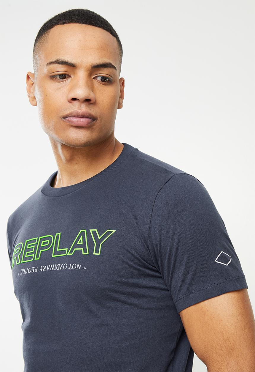 Replay - Replay logo tee - navy
